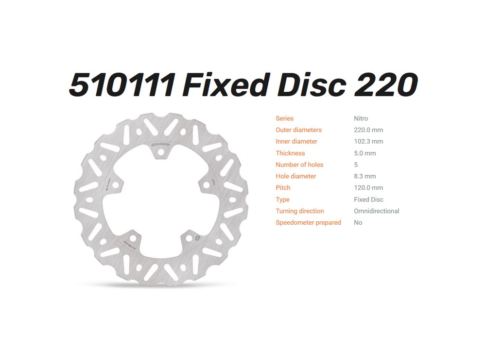 Moto-Master Bremsscheibe Nitro hinten passend für Aprilia 660 RS Tuono / RSV4 / Tuono V4 - 510111