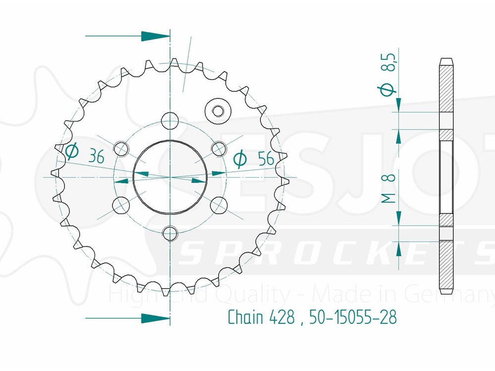 Kettenrad Stahl 28 32 35 Zähne (428)