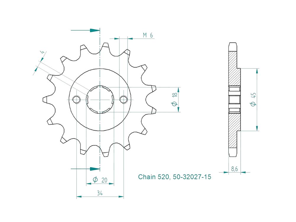 Kettenritzel 11 12 13 14 15 Zähne - (520) passend auf Honda CA125 CM CMX CBX 250