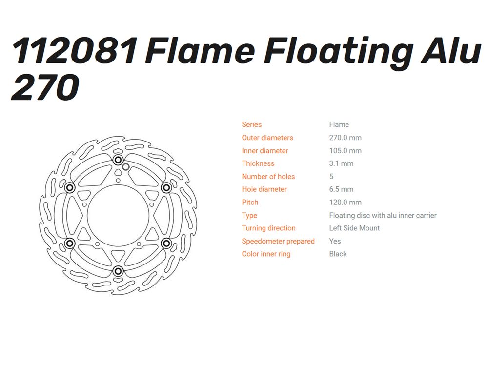 Moto-Master Bremsscheibe Flame Floating vorn passend für Aprilia MXV RXV 450 550 - 112081
