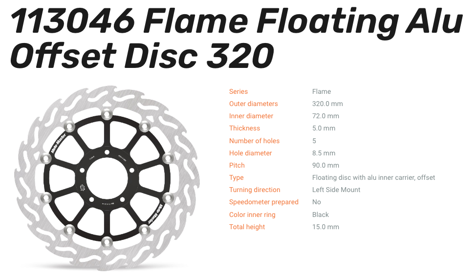Moto-Master Bremsscheibe Floating-Alu Offset Halo-Serie passend für Ducati - 113046
