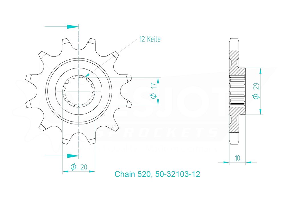Ritzel Stahl CNC 12 13 Zähne (520) passend für Husqvarna CR125 / WR125 ab 1998