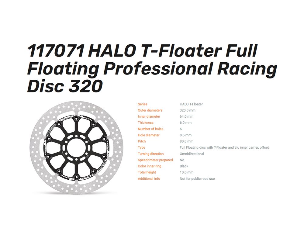 Moto-Master Bremsscheibe vorn Halo T-Floater Full Racing 6.0 - 117071