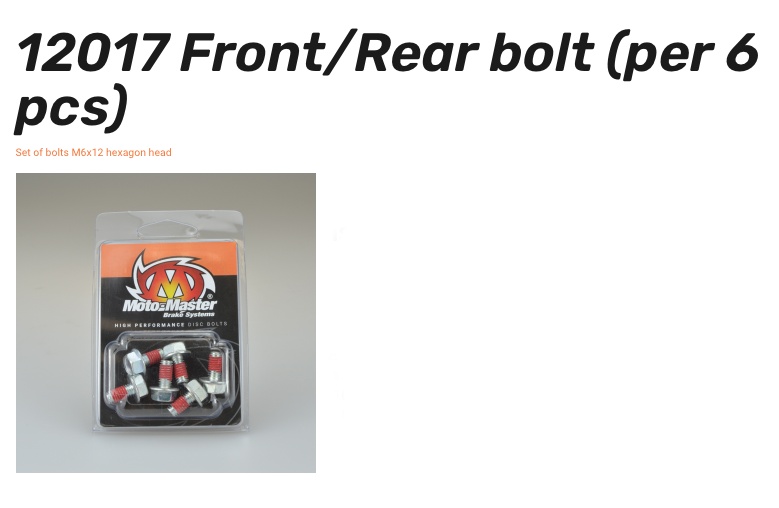 Moto-Master Bremsscheibenschrauben vorn M6 x 1,0 x 12 in 10,9 (6 /100 Stk.) - 12017 / 12018