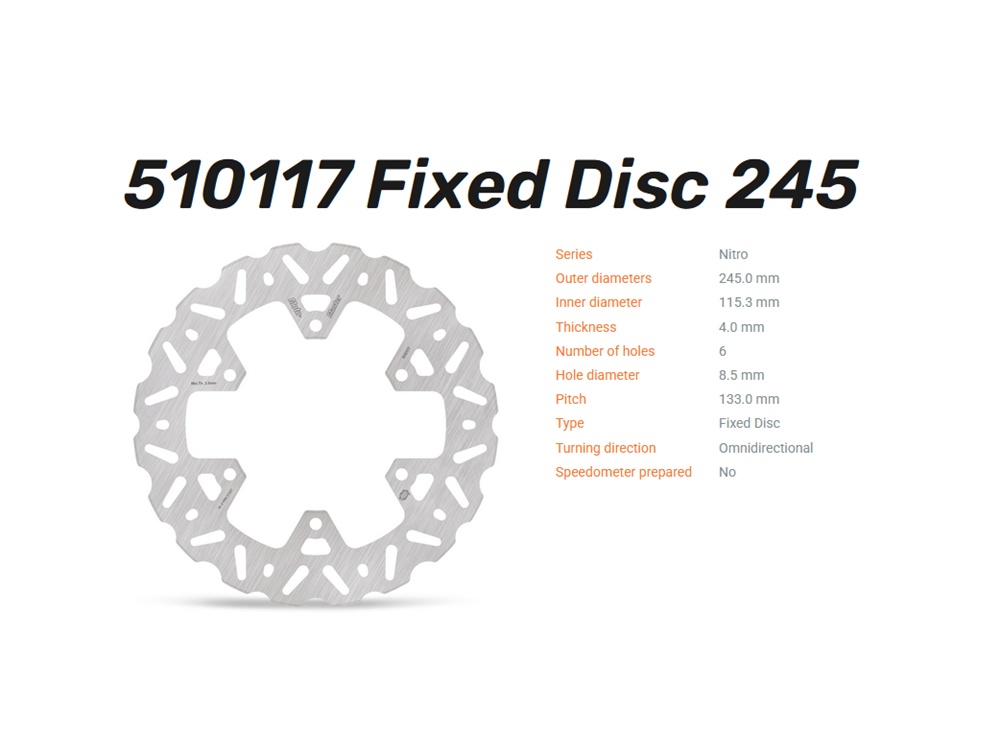 Moto-Master Bremsscheibe Nitro hinten passend für Ducati Monster Scrambler Panigale - 510117