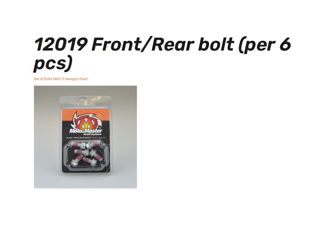Moto-Master Bremsscheibenschrauben M6 x 1.0 x 13 (6 /100 Stück) - 12019 / 12020