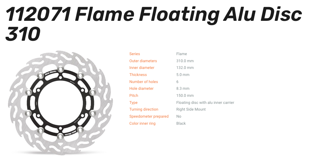Moto-Master Bremsscheibe Flame Floating Alu-Disc vorne passend für Yamaha - 112071