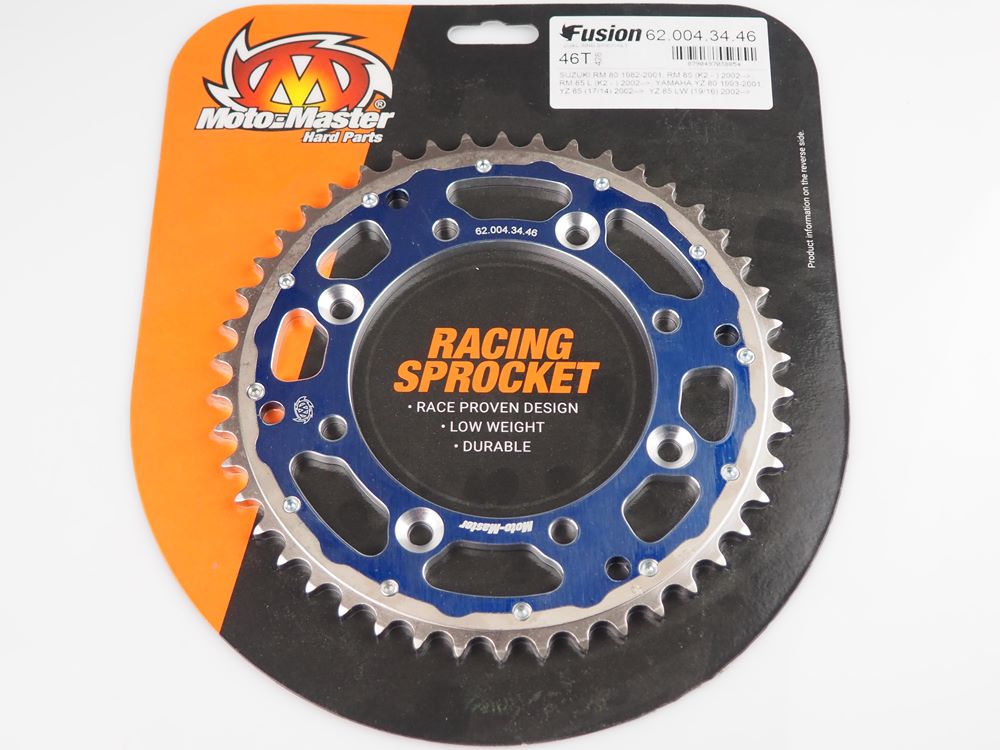Fusion Kettenrad 46 47 48 49 50 Zähne schwarz blau rot Moto-Master (428) Suzuki RM80 RM85 Yamaha YZ8