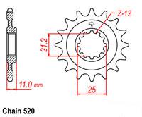 Kettenritzel 12 13 14 15 16 17 Zähne (520) passend auf Husqvarna