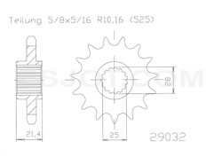 Kettenritzel 15 16 17 Zähne (525) passend für Aprilia Shiver Dorsoduro Caponord