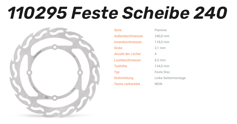 Moto-Master Bremsscheibe Flame-Serie vorne passend für Honda - 110295