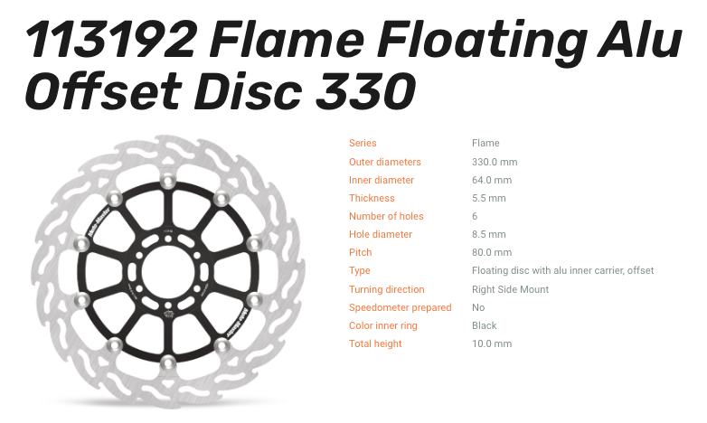 Moto-Master Bremsscheibe Floating-Alu Flame-Racing-Serie vorn passend für Aprilia - 113192