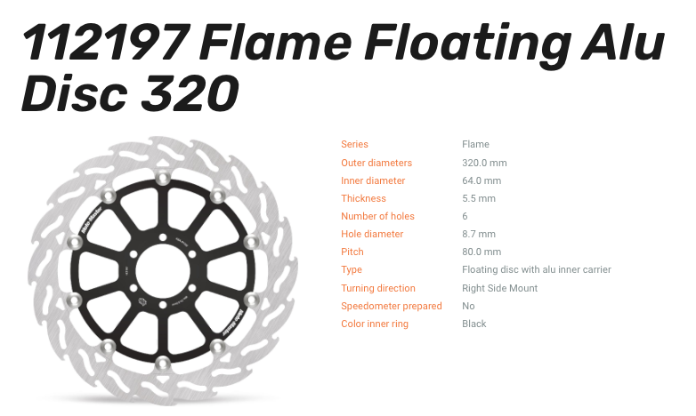 Moto-Master Bremsscheibe Floating-Alu Flame-Racing-Serie vorn passend für BMW / Moto-Guzzi - 112197