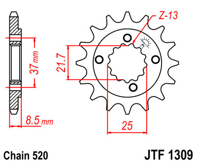 Kettenritzel Stahl CNC 13 14 15 16 Zähne (520) Honda XR600R XR650 Mash X-Ride / Dirt Track